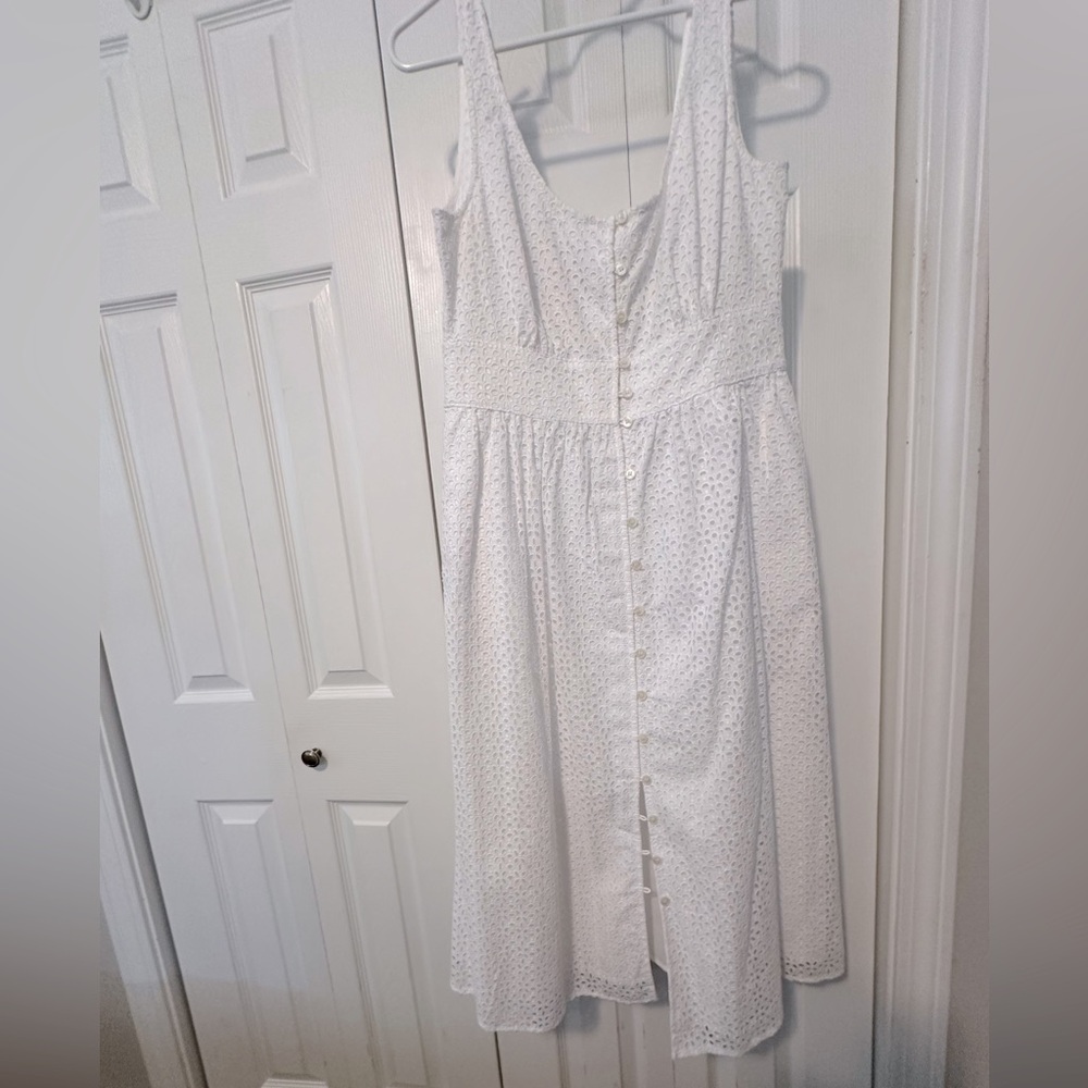 J.Crew NWT white eyelit maxi dress.